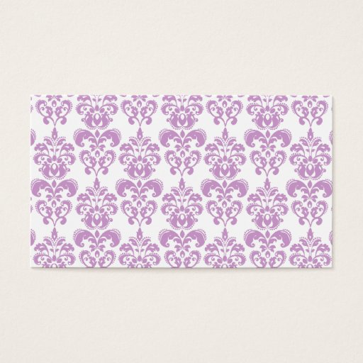 Customizable Girly Purple White Vintage Damask Pattern 2 Business Cards