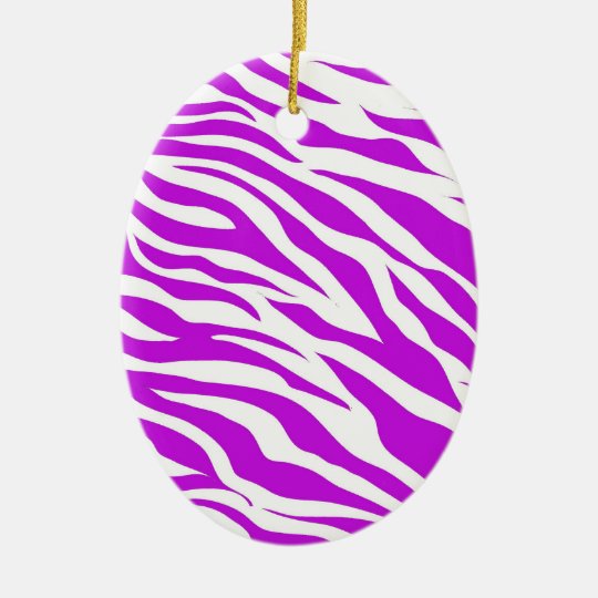 Girly Purple White Zebra Stripes Wild Animal Print Ceramic Ornament