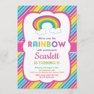 Girly Rainbow Birthday Party Colorful Rainbow Invitation