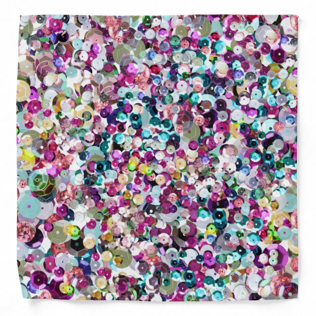 Girly Rainbow Faux Sequins Bling Bandana (Front)