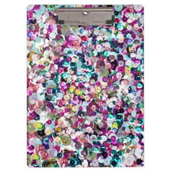 Girly Rainbow Faux Sequins Bling Clipboard by its_sparkle_motion at Zazzle