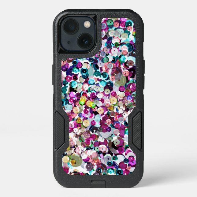 Girly Rainbow Faux Sequins Bling Otterbox iPhone Case (Back)