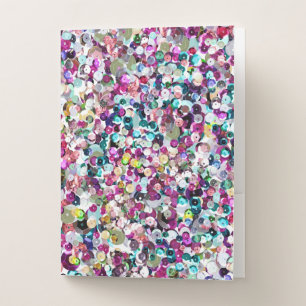Girly Rainbow Faux Sequins Bling Pocket Folder