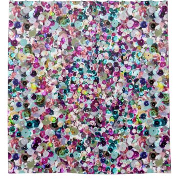 Girly Rainbow Faux Sequins Bling Shower Curtain by its_sparkle_motion at Zazzle