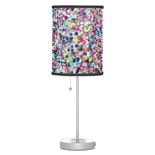 Girly Rainbow Faux Sequins Bling Table Lamp
