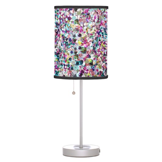 Girly Rainbow Faux Sequins Bling Table Lamp (Right)