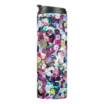 Girly Rainbow Faux Sequins Bling Thermal Tumbler by its_sparkle_motion at Zazzle