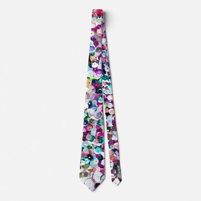 Girly Rainbow Faux Sequins Bling Tie (Front)