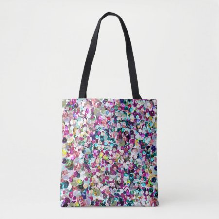 Girly Rainbow Faux Sequins Tote Bag