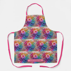 Girly Rainbow Flowers and Glitter Drips Apron