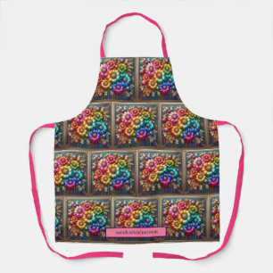Girly Rainbow Flowers and Glitter Drips Apron