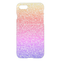 Girly Rainbow Glitter Effect Clear iPhone 7 Case