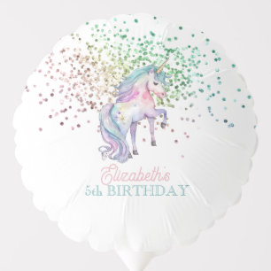Girly Rainbow Glitter Magical Unicorn Birthday  Balloon