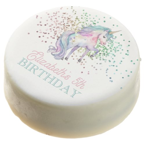 Girly Rainbow Glitter Magical Unicorn Birthday  Chocolate Covered Oreo