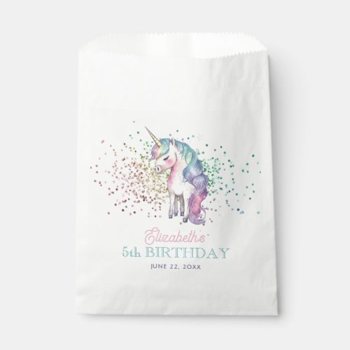 Girly Rainbow Glitter Magical Unicorn Birthday Favor Bag