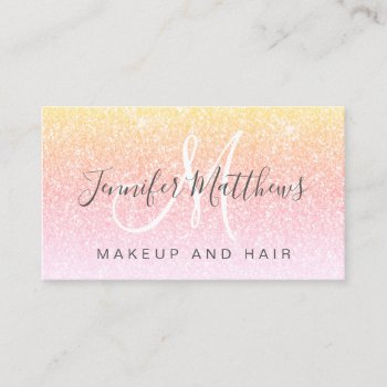 Girly Rainbow Glitter Makeup Artist Hair Salon Business Card by epclarke at Zazzle