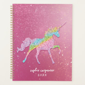 Girly Rainbow Glitter Unicorn Planner