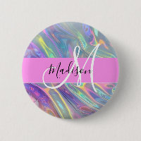 Girly Rainbow Holographic Iridescent Monogram Name
