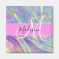 Girly Rainbow Holographic Iridescent Monogram Name