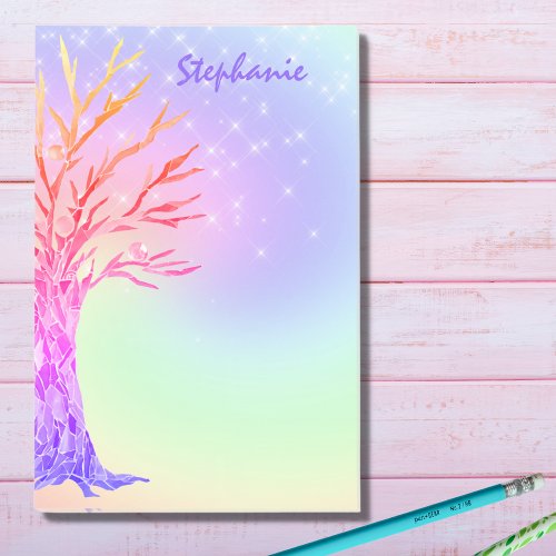 Girly Rainbow Sparkles Monogram Name  Post_it Notes