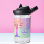 Girly Rainbow Sparkles Monogram Name Water Bottle<br><div class="desc">This pretty girly water bottle is decorated with a tree and a background in rainbow colors with faux sparkling stars.
Easily customizable with a name and monogram.
Original Mosaic Tree © Michele Davies.</div>