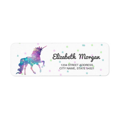 Girly  Rainbow Unicorn Stars Label