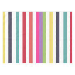 Girly Rainbow Wide Horizontal Stripes Pattern Tablecloth