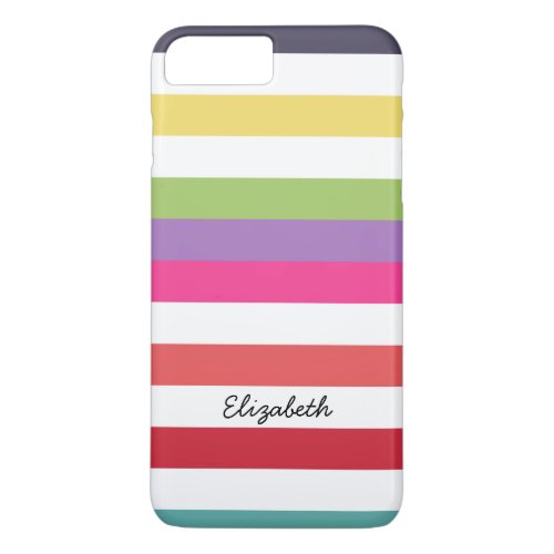 Girly Rainbow Wide Horizontal Stripes With Name iPhone 8 Plus7 Plus Case