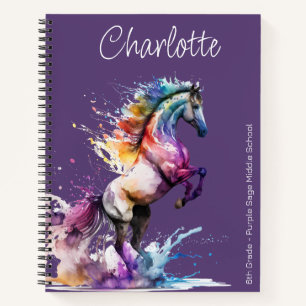 Girly Rearing Horse Custom Name Planner Notebook
