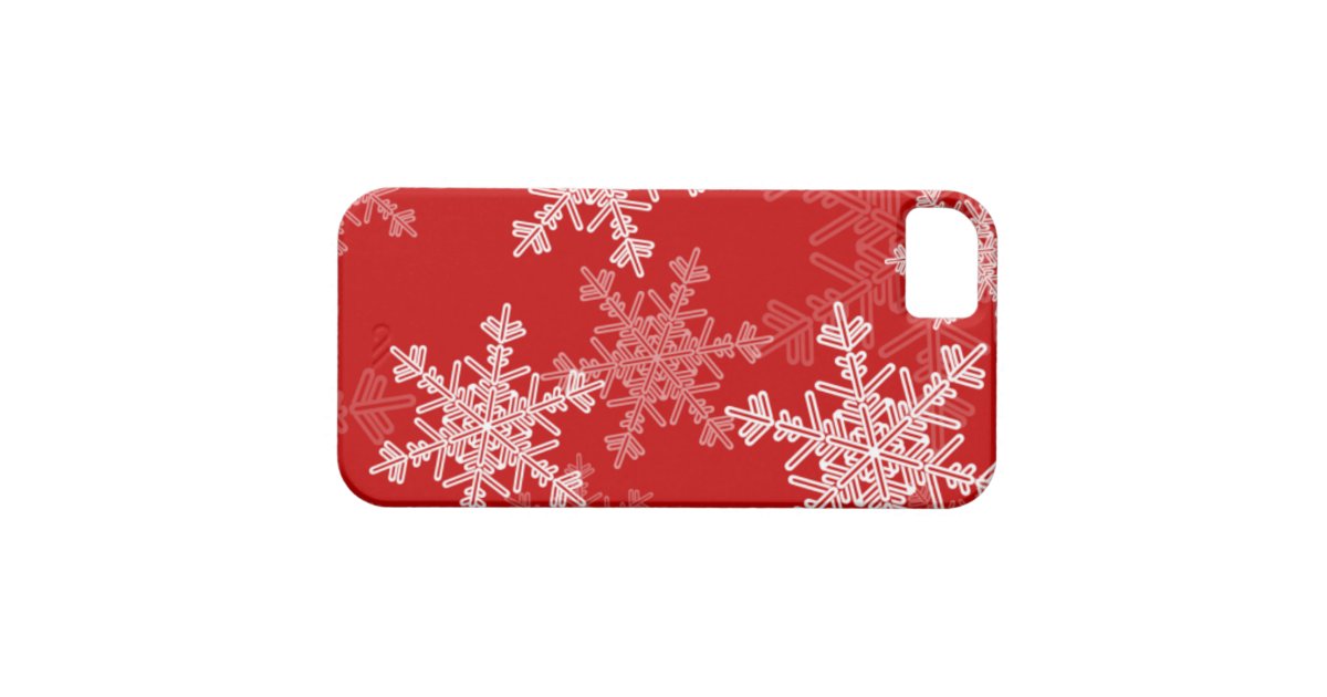 Girly red and white Christmas snowflakes iPhone SE/5/5s Case | Zazzle