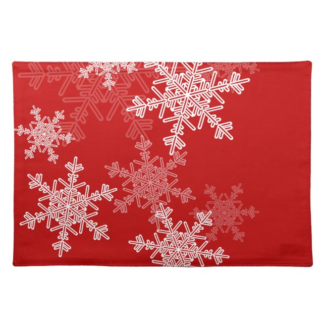 Girly red and white Christmas snowflakes Placemat (Front)