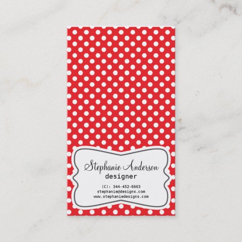 Girly Red and White Polka Dots Business Card