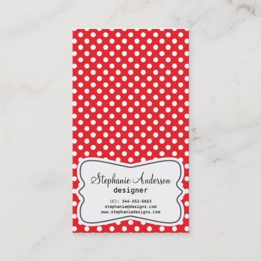 Customizable Girly Red and White Polka Dots Business Card