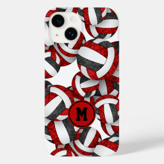 Girly red black team colors volleyballs patterned Case-Mate iPhone 14 case