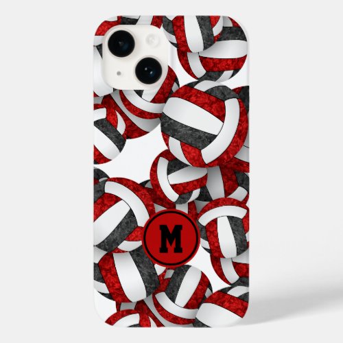 Girly red black team colors volleyballs patterned Case_Mate iPhone 14 case