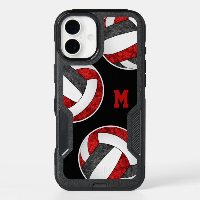 girly red black volleyball team colors otterbox iPhone case (Back)