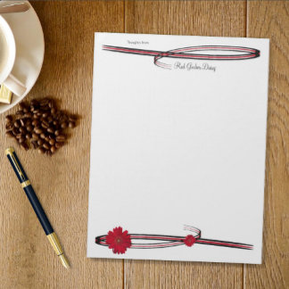 Girly Red Gerber Daisy Photos Flourish Borders Notepad