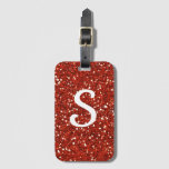 Girly Red Glitter Monogram Initial Luggage Tag at Zazzle