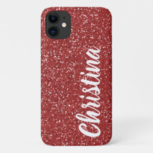 Girly Red Glitter Name Personalized iPhone 11 Case