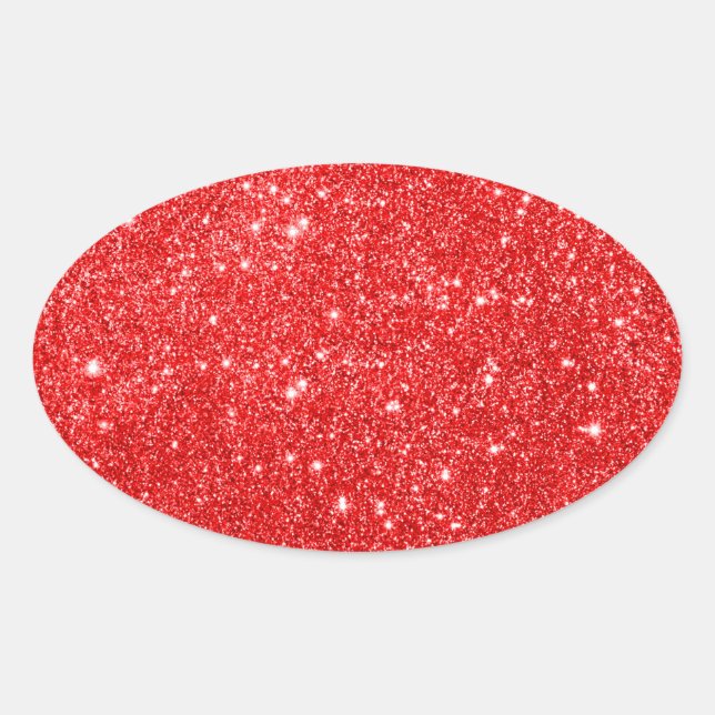 Girly red glitter   oval sticker (Front)