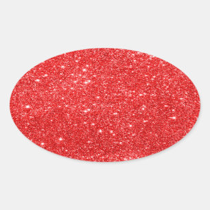 Girly red glitter oval sticker