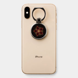 Girly Red Gold Flower Phone Ring Stand