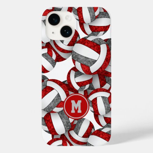 Girly red gray team colors volleyballs patterned Case_Mate iPhone 14 case