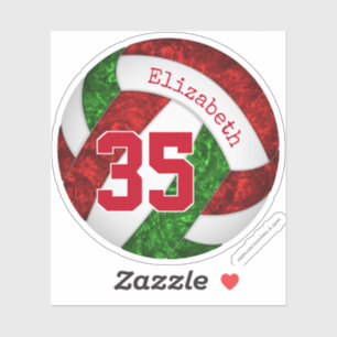 girly red green volleyball team colors sticker