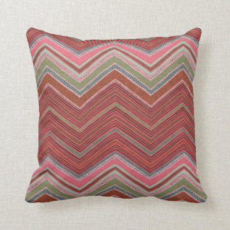 Girly Red Pink Zigzag Pattern Throw Pillow