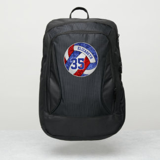 girly red white blue sporty volleyball port authority® backpack