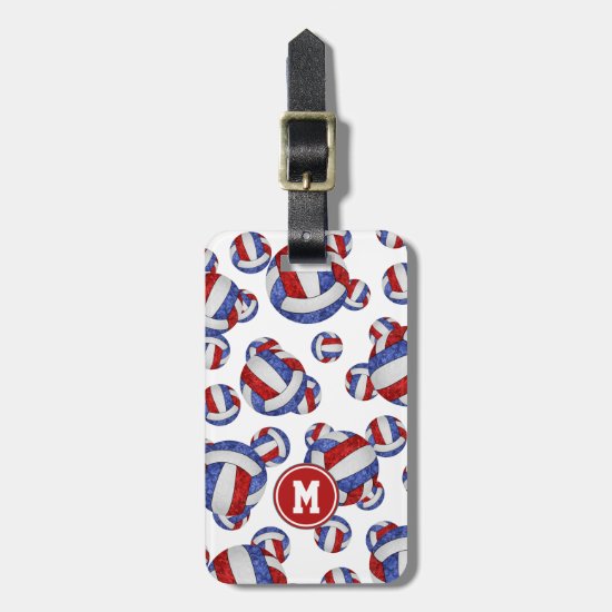 girly red white blue volleyball team gifts luggage tag
