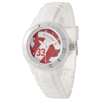 girly red white custom sports volleyball watch