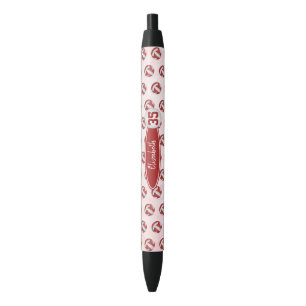 girly red white personalized volleyball pen