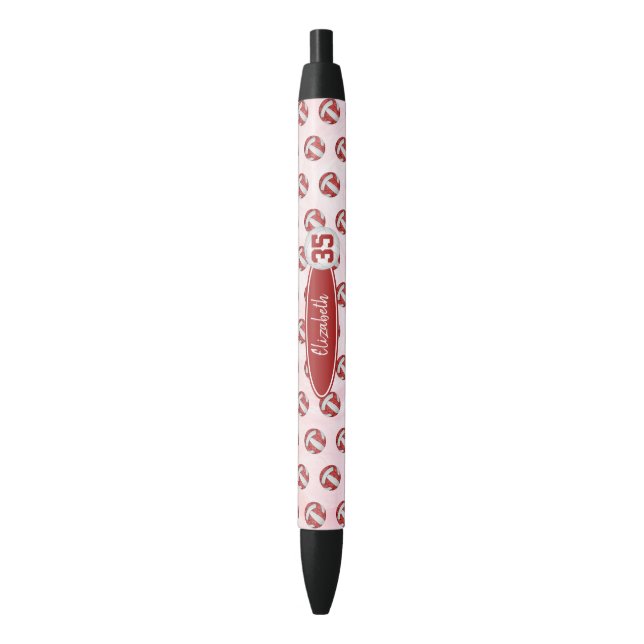girly red white personalized volleyball pen (Front Vertical)